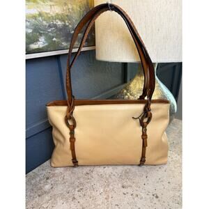 Oscar de la Renta Camel Leather Vintage Vacchetta Shopper Tote Shoulder Bag NEW